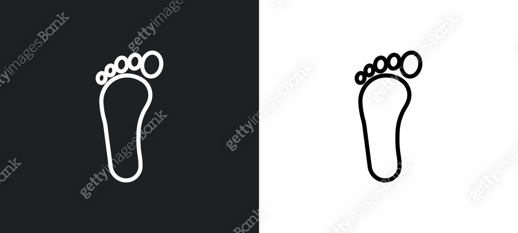 Powerpoint Icon One Foot one foot outline icon in white and black colors. one foot flat vector ...
