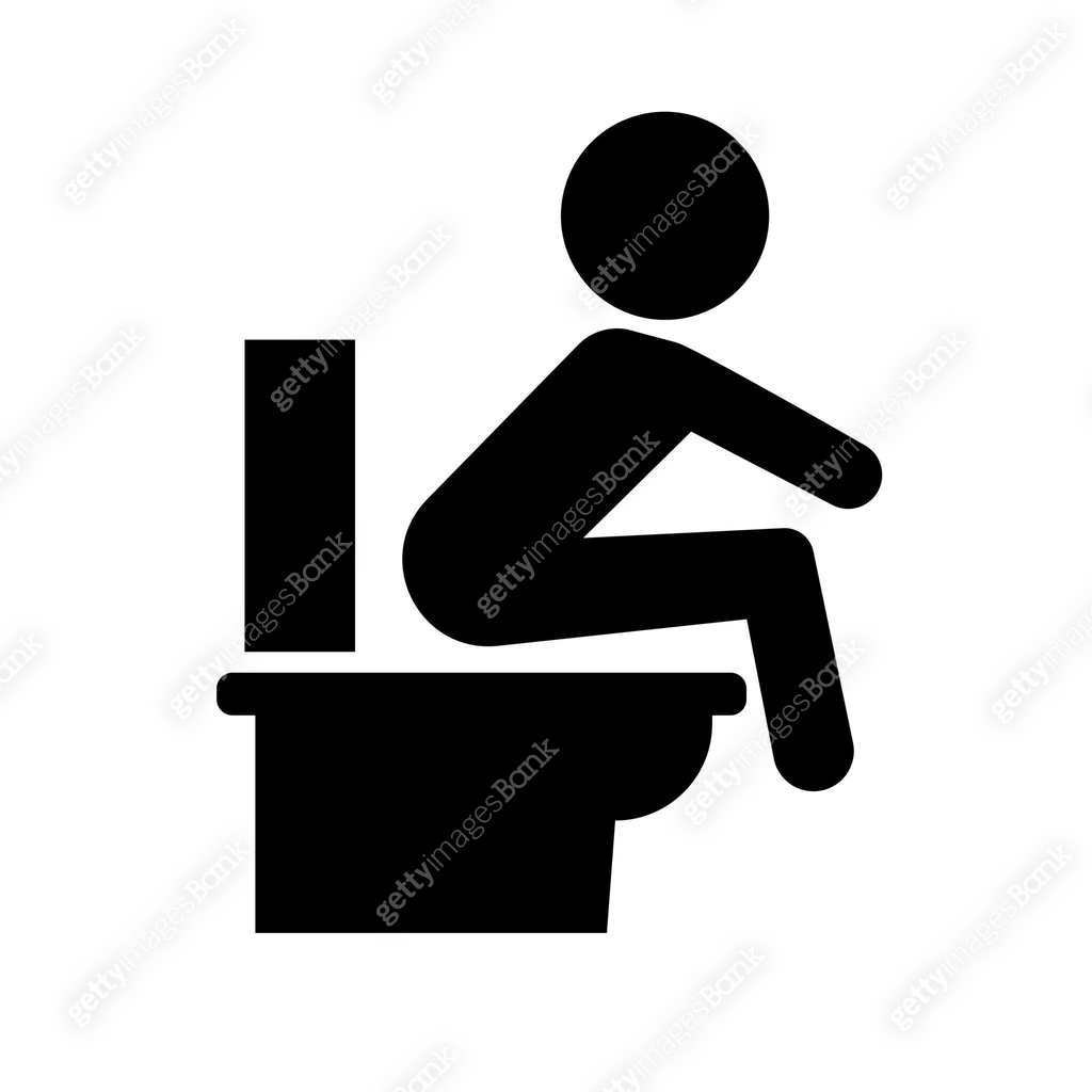 Exretion Icon Person sitting on the toilet silhouette icon. Excretion. Vector. 이미지 ...