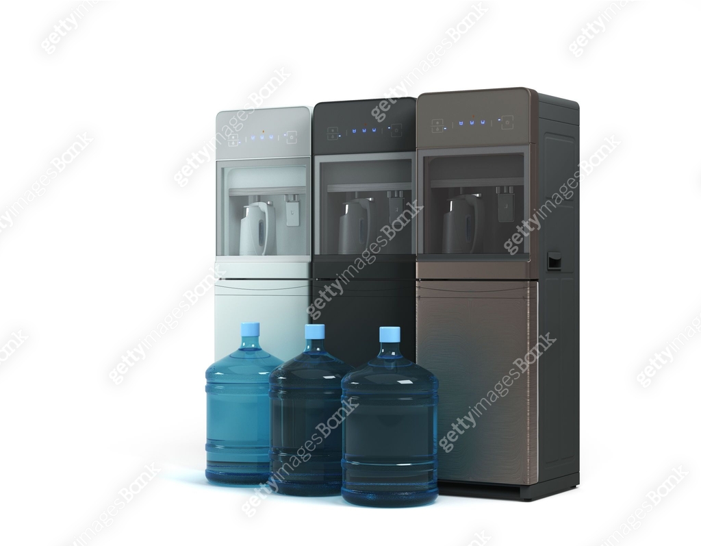 Cooler Machine Graphics Modrn set of water cooler machine with whater bottels 3d render on ...