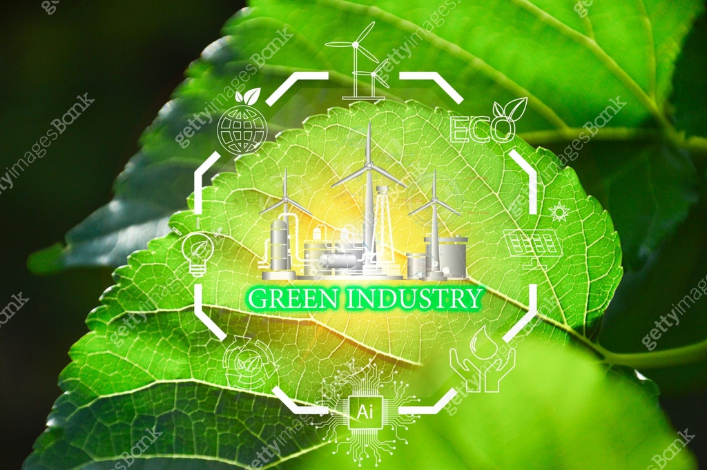 Green Inustry green industry concept Using clean energy and protecting the ...