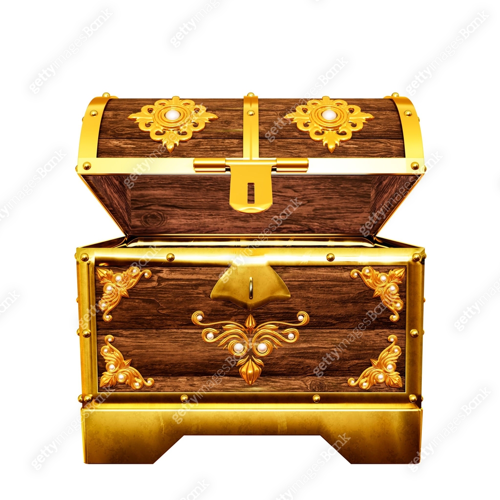 Treasure chest made of gold. Antique chest made of wood and metal ...
