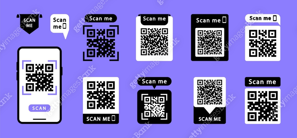 Line Scan Me QR code scan me with smartphone. QR code scan icon set. Qr code frame ...