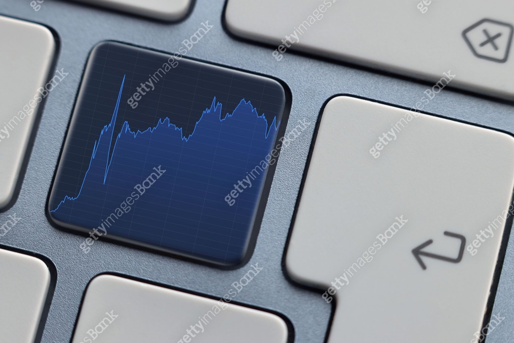 Graph Computer Keyboard Business finance data analytics graph on computer keyboard 이미지 ...