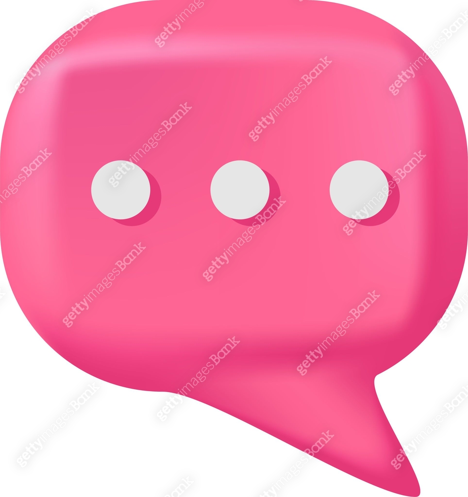Waiting sign on pink speech bubbles. Vector 3d render speech bubble ...