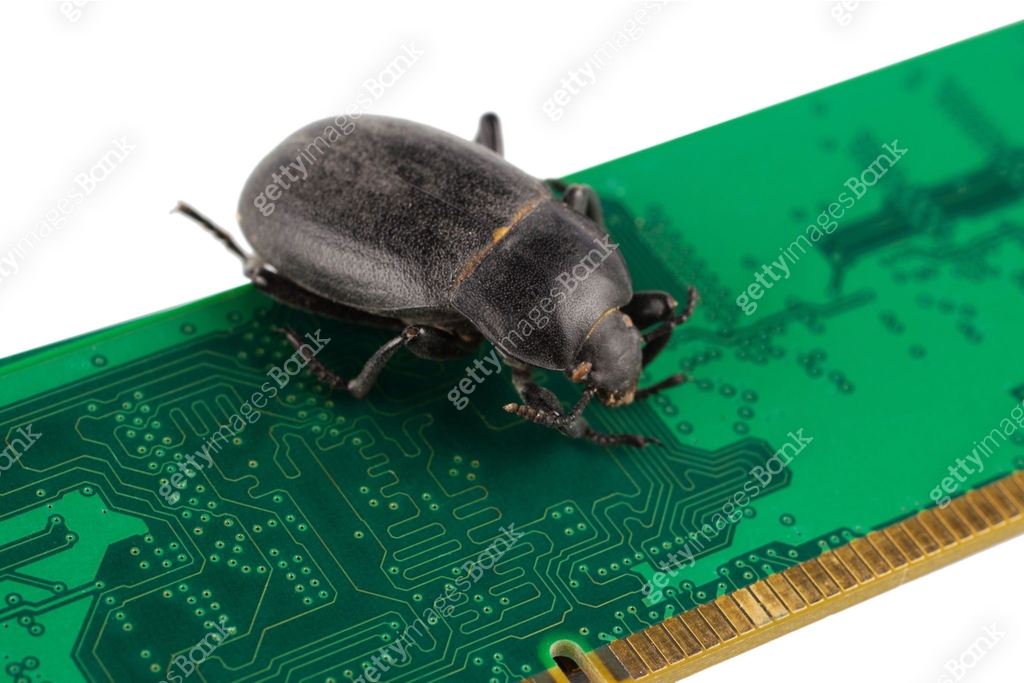 Artifact Computer Bug Bug on PC memory circuit board. Computer error concept. 이미지 (1758810118 ...