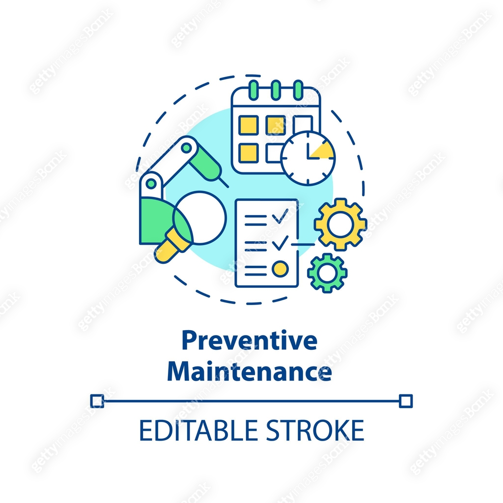 2D colorful thin linear icon preventive maintenance concept 이미지 ...