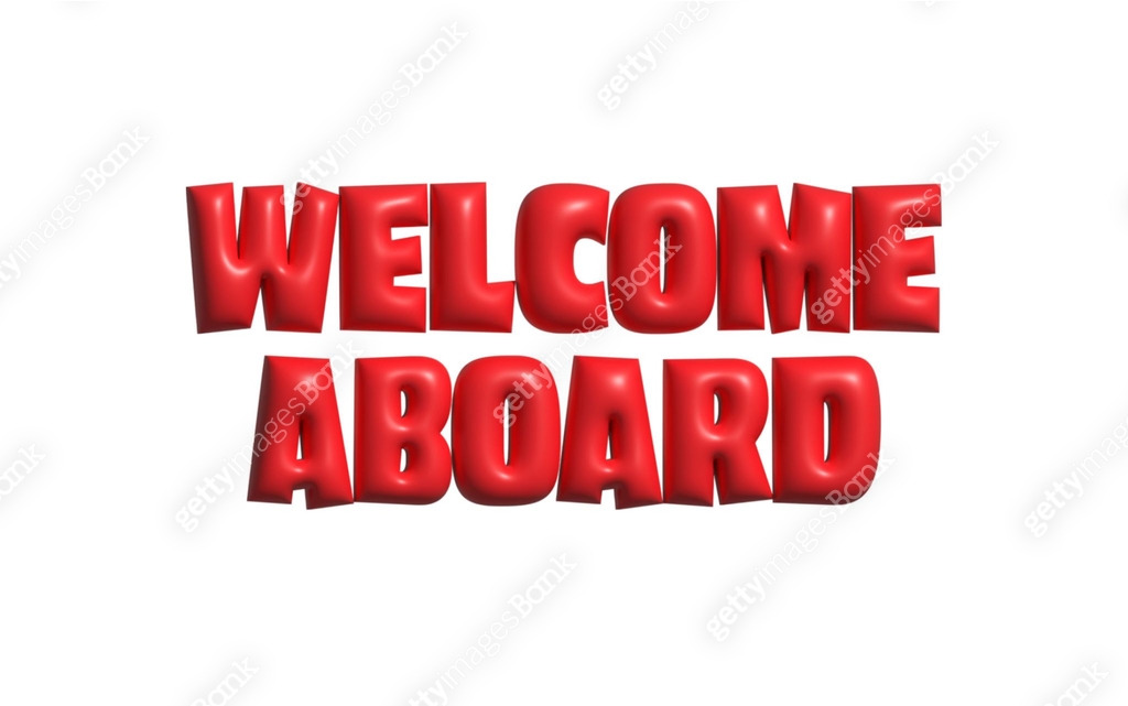 Hand Lettering WELCOME ABOARD. 3D Realistic Stylish Isolated on White ...