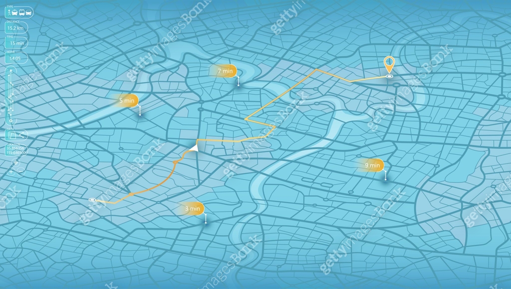 Isometric navigate mapping technology for distance data, path turns ...