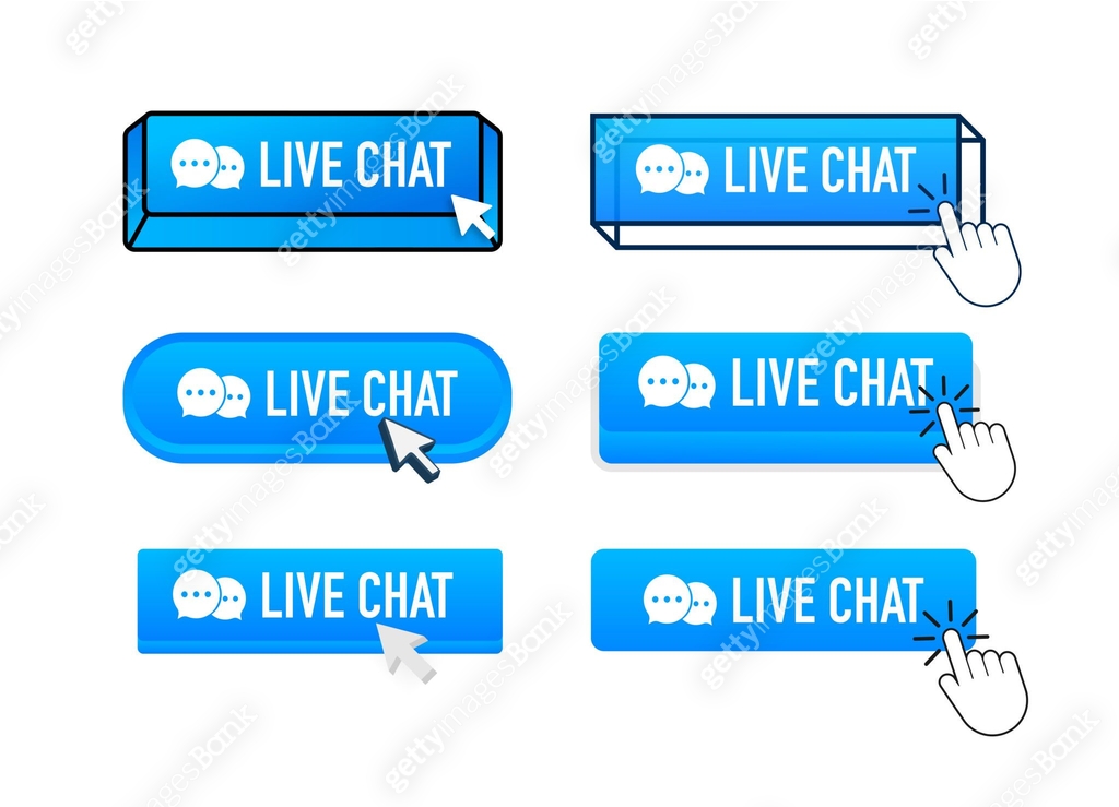 Live chat Button with pointer clicking. Live chat web buttons set. User ...