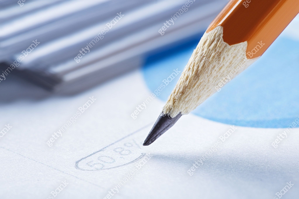 Accounting document with pencil, color diagram and checking financial ...