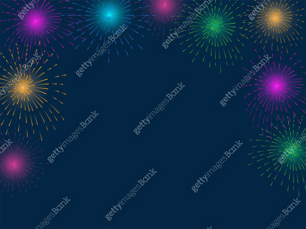 Fireworks Gradient Colorful fireworks on blue gradient background. vector Festive ...