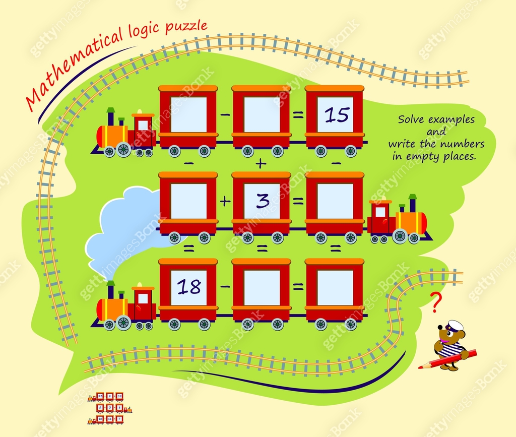Mathematical logic puzzle game. Solve examples and write numbers in ...