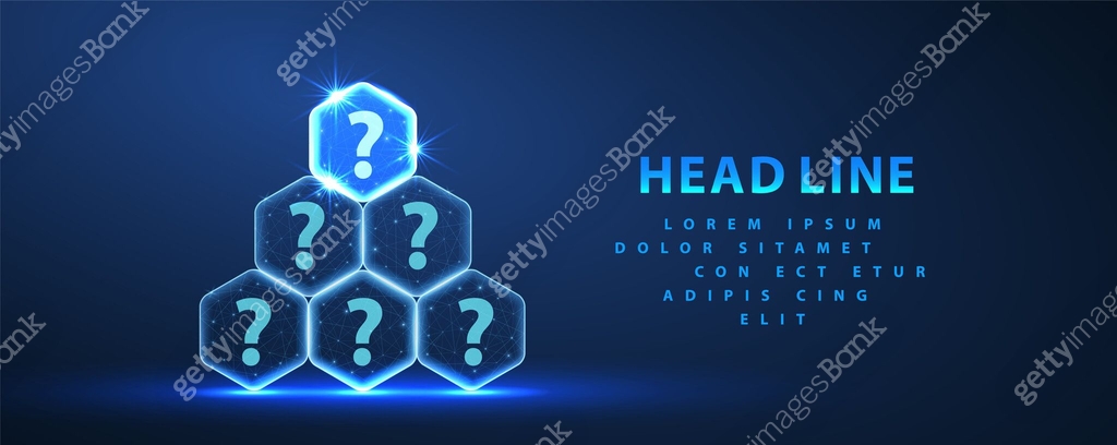 Questions pile. Question mark icons on hexagons make a pyramid ...