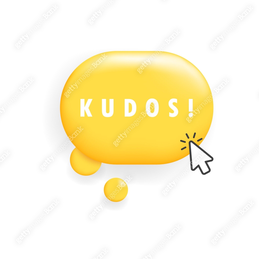 Kudos button. Flat, yellow, cursor on button, kudos button. Vector icon ...