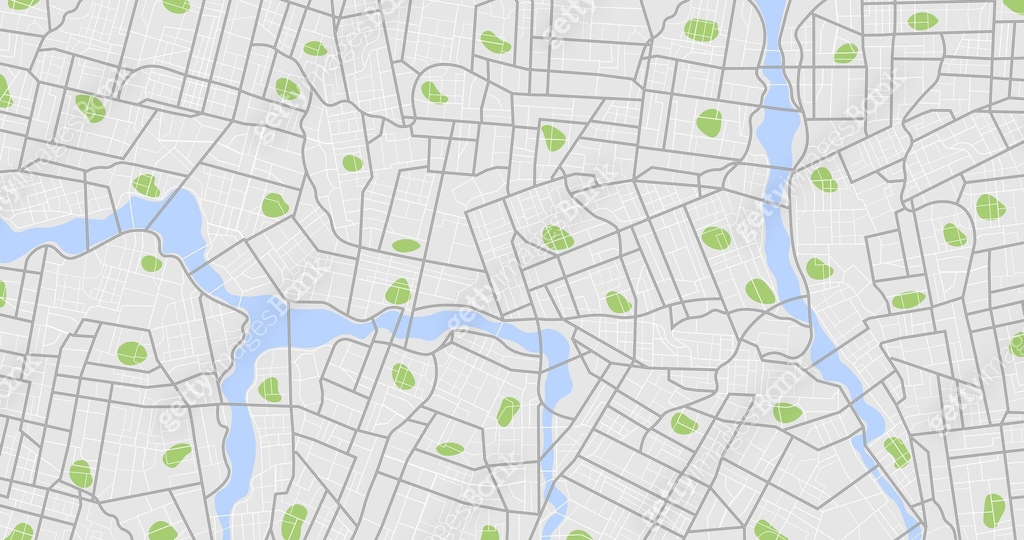 Navigate mapping technology for distance data, path turns. Abstract map ...