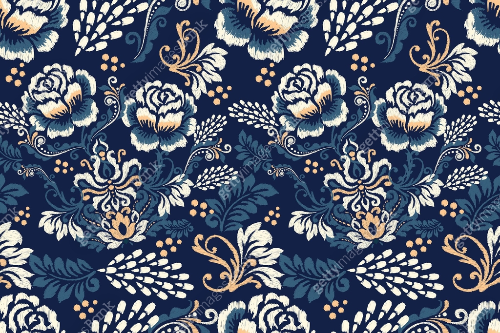 Rose flower Ikat seamless pattern 이미지 (1783671752) 일러스트, 무료 일러스트 - 게티이미지뱅크