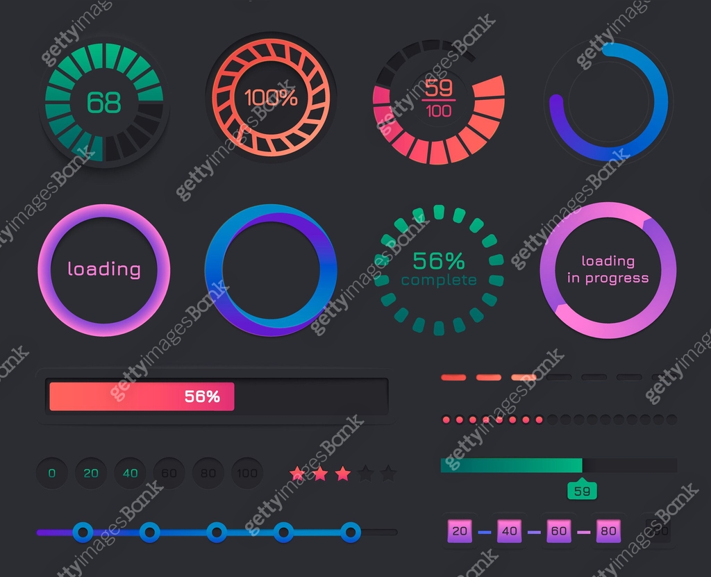 Loading bar ui. User interface progress indicator, mobile phone web ...