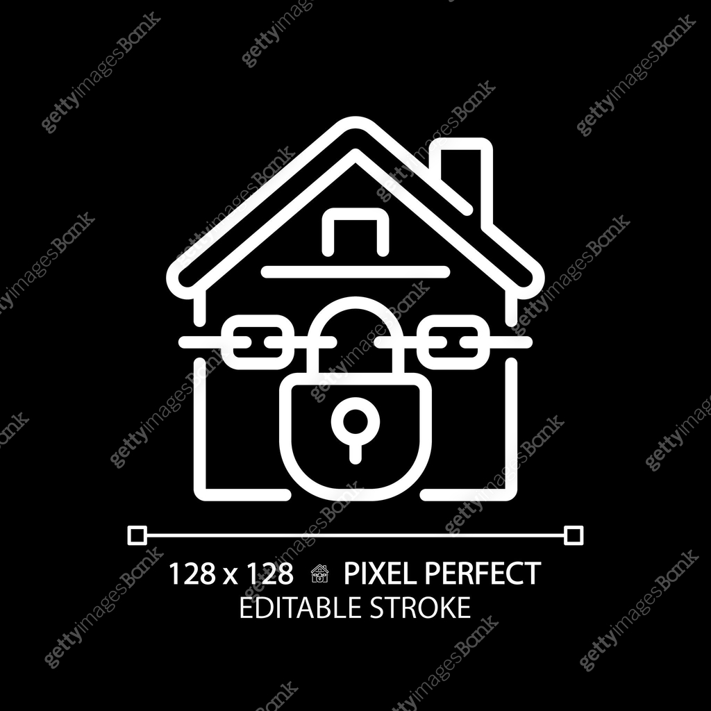2D thin line pixel perfect simple white foreclosed home icon 이미지 ...