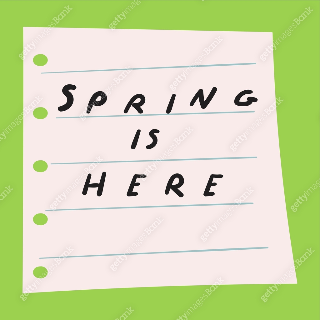 Spring is here. Paper note. Handwriting phrase. 이미지 (1901407182) 일러스트 ...