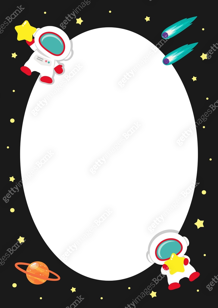 Cute space frame with astronaut and stars. Space themed vector frame ...