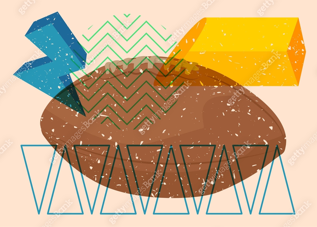 Football Geometric Net Risograph American Football Ball with geometric shapes. Objects in ...