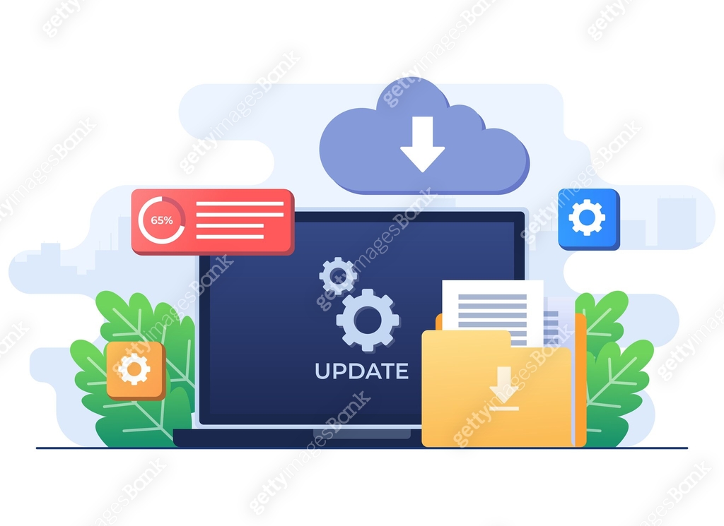 Upgrading operating system flat illustration, System update, System ...