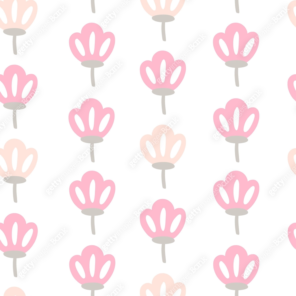 Seamless pattern of delicate flower buds in the form of a shells 이미지 ...
