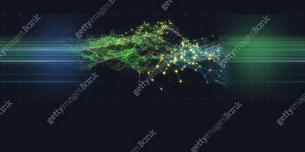 Abstract background grid polygonal wireframe graph with glow dots on ...