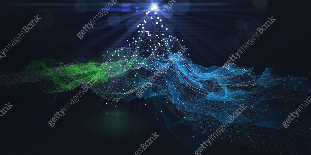Abstract background grid polygonal wireframe graph with dots and spot ...