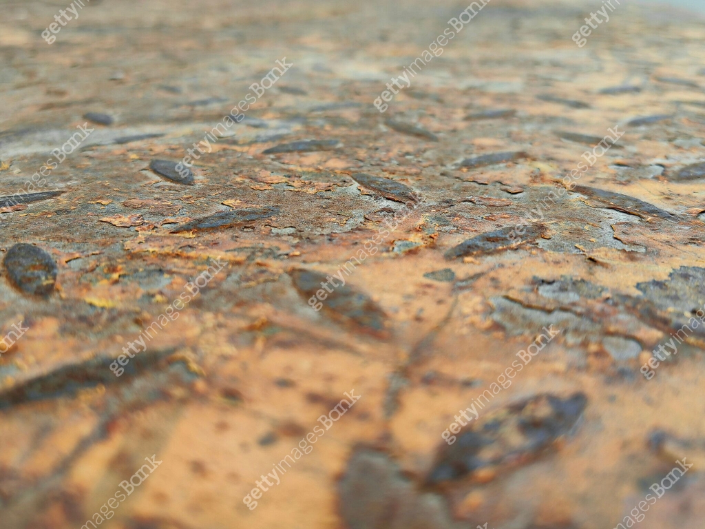Rust of metals.Corrosive Rust on old iron with a hole. Rusted orange ...