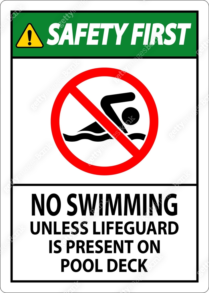 Pool Not In Use Sign Safety First Pool Sign No Swimming Unless Lifeguard Is Present On Pool ...