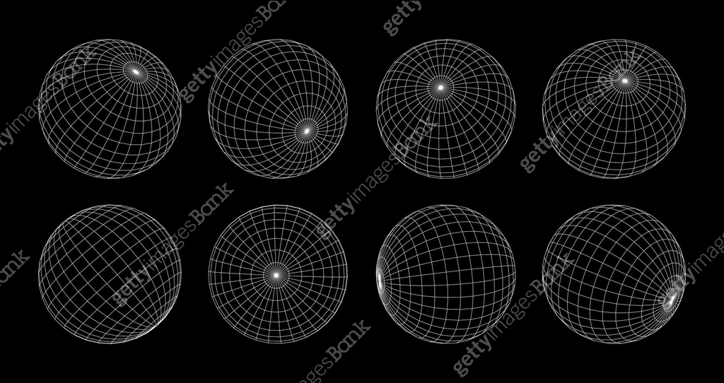 Bitmap Planet Wireframe sphere 3D. Low poly planet, bitmap dither pixel effect ...