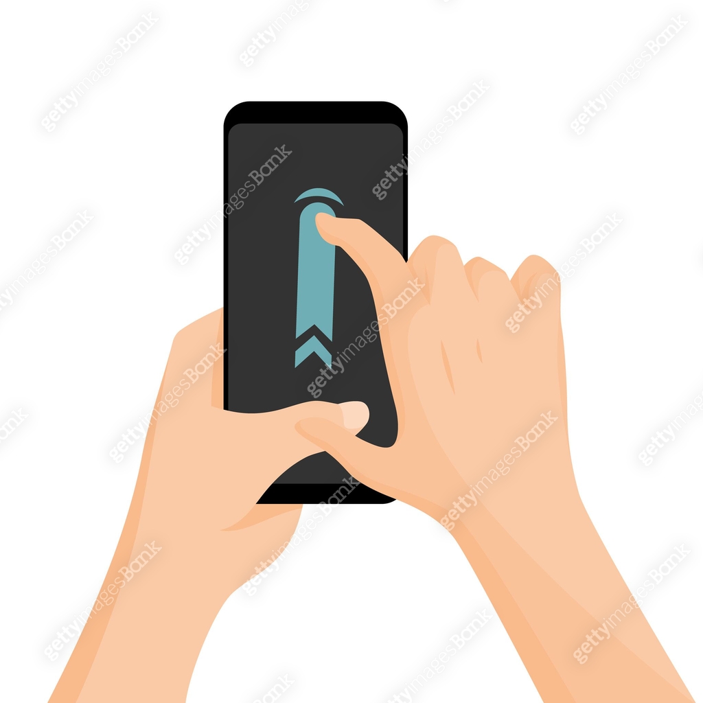 Touch screen hand gestures. Flat colored icon with movement of finger ...