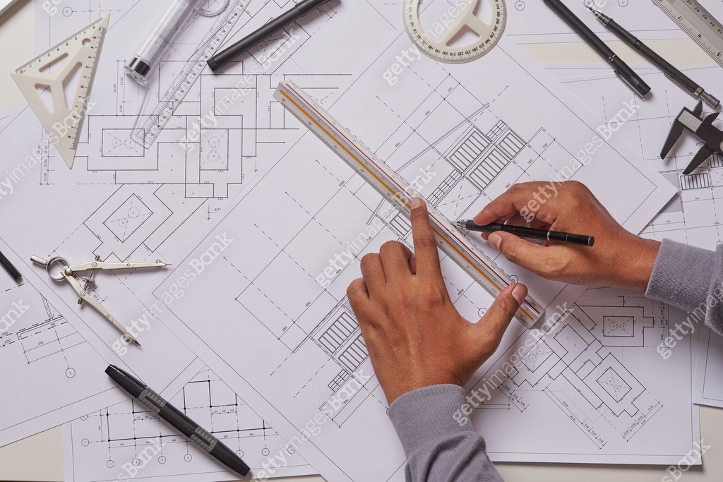 Architect engineer contractor design working drawing sketch plan ...