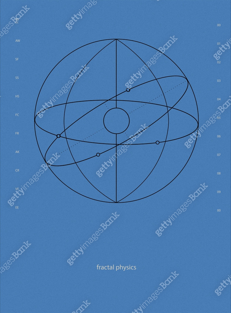 Physics Abstract Pattern Fractal physics. Abstract geometric shapes, illustration of atom-like ...