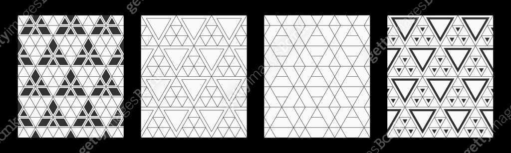 Set of four vector seamless outline triangles patterns. Geometric ...