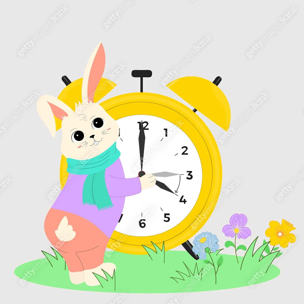 Rabbit changing the time on the watch 이미지 (2003021007) 일러스트, 무료 일러스트 ...
