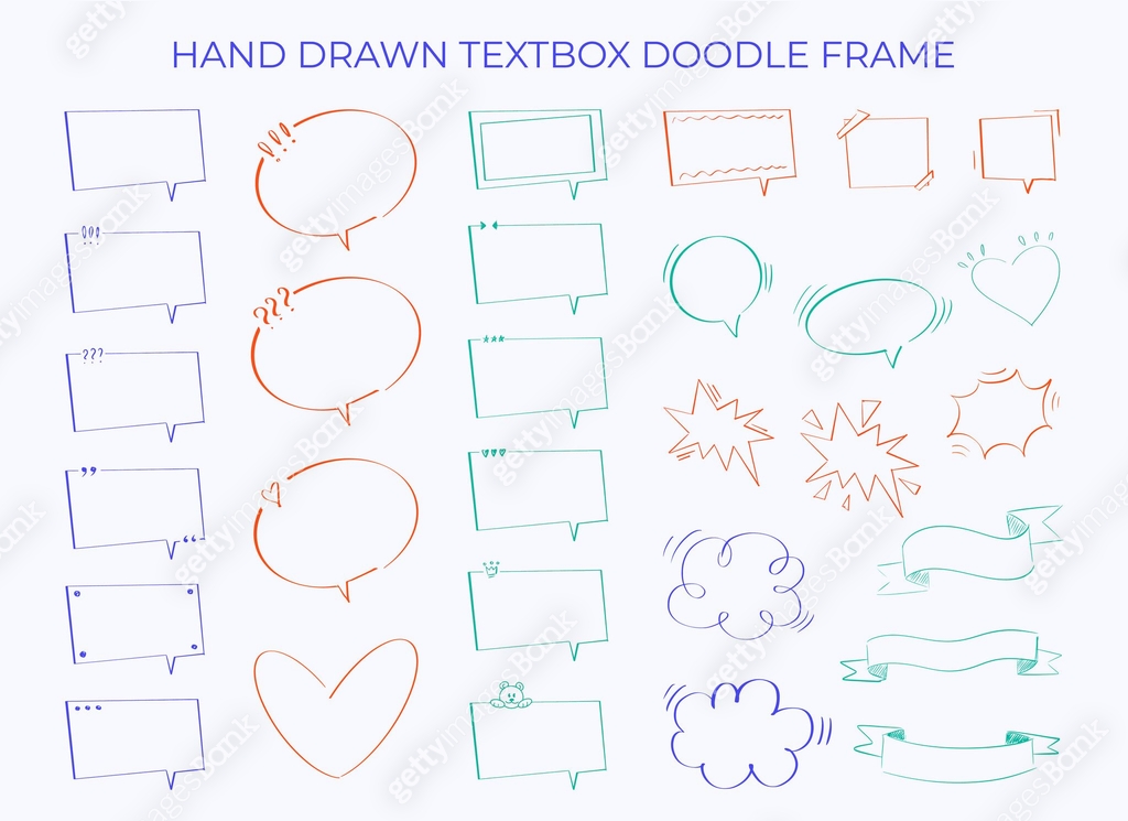 Hand drawn textbox doodle frame set. 이미지 (2030232173) 일러스트, 무료 일러스트 ...