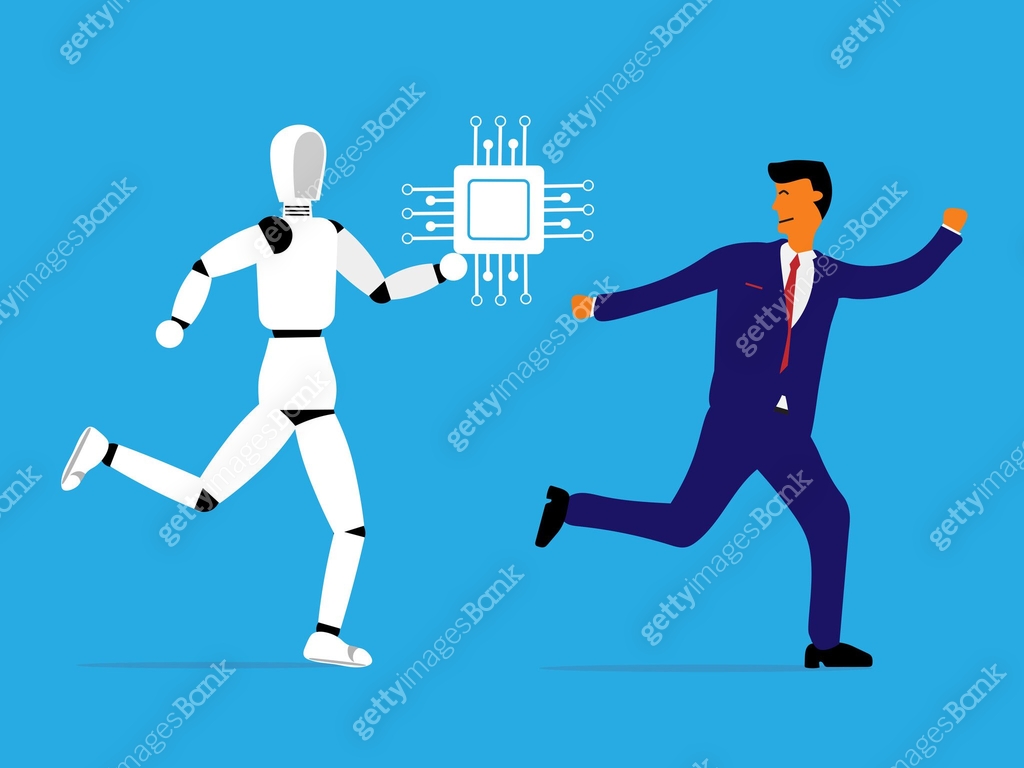 Computer Handing AI handing computer chip to human 이미지 (2042338855) 일러스트, 무료 일러스트 - 게티이미지뱅크