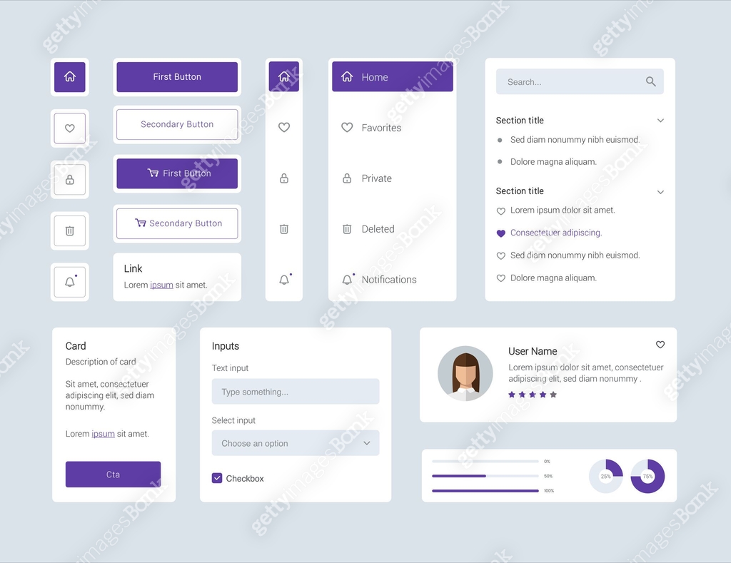 Light Collection of blue elegant ui ux elements. Ux dashboard user ...