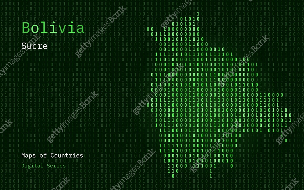 Bolivia Map Shown in Binary Code Pattern. Matrix numbers, zero, one ...