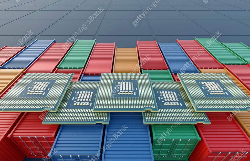 Container and computer chip, export import semiconductor industry, 3d ...