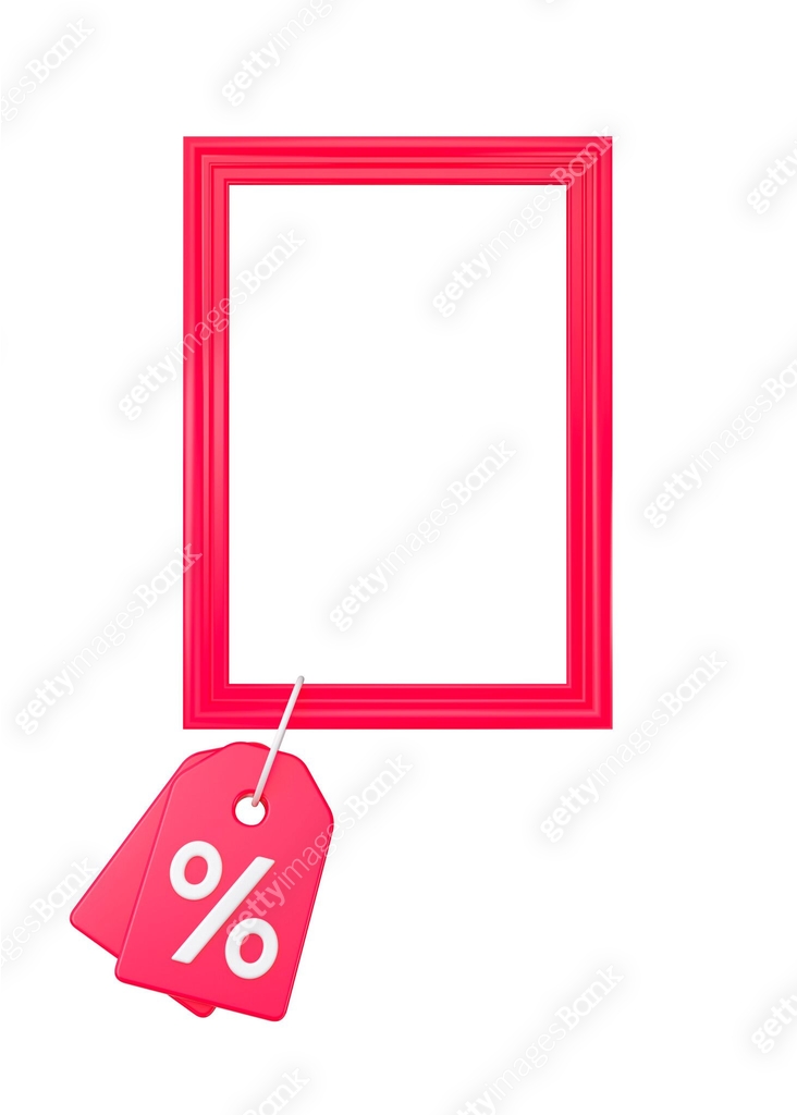 Red frame with discount tag for sales isolated. Offer promotion mockup ...