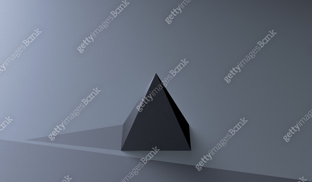 Geometric figure pyramid with shadow. Dark abstract concept pyramid ...