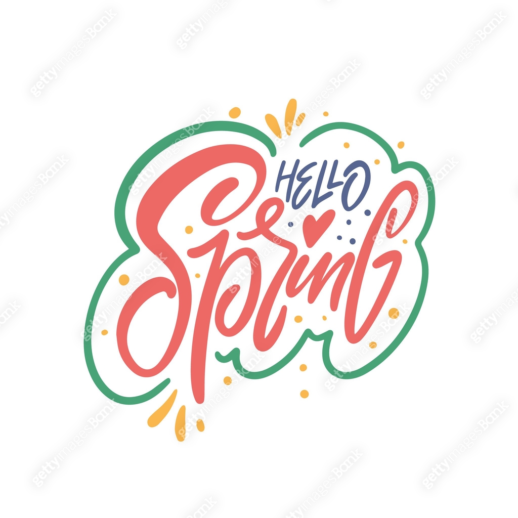 Hello Spring colorful lettering phrase text sign. 이미지 (2095716401) 일러스트 ...