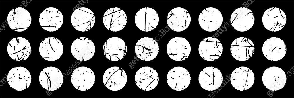 Round Scratch Vector Stamp of shape circle frame vector illustration set. Round labels with ...