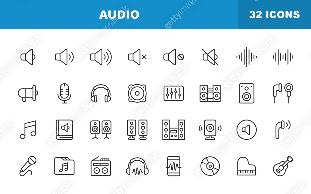 Sound Loading Icon Audio Line Icons. Editable Stroke. Contains such icons as Sound, Volume ...
