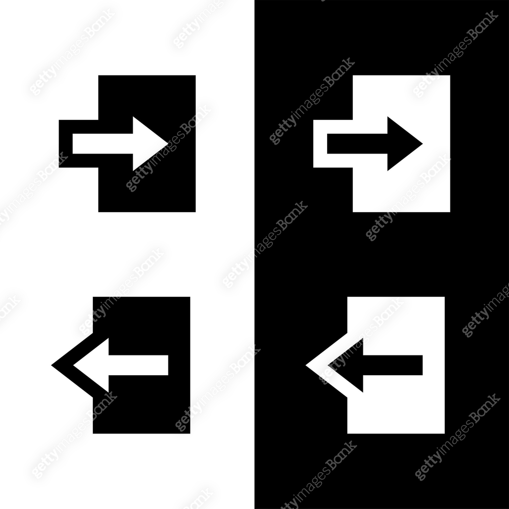 Icon input or output. Door with arrow, direction of movement. 이미지 ...