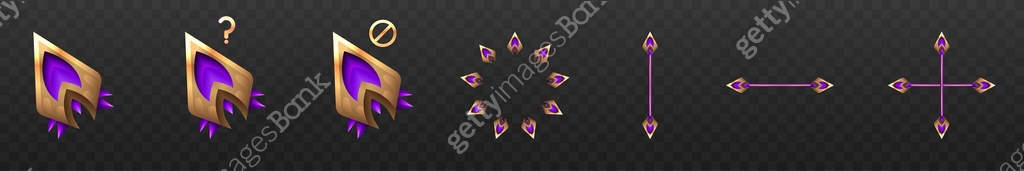 Fantasy Gold and Purple Custom Gaming Mouse Cursor Icons Set for Game ...
