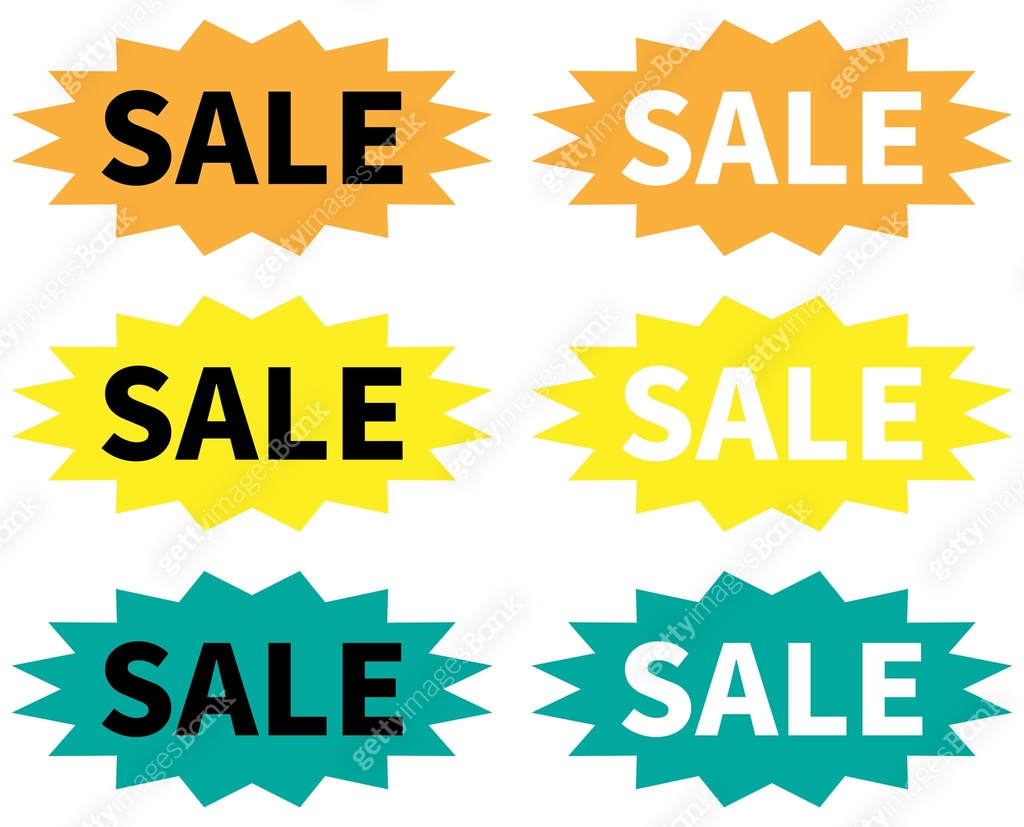 Three color set of SALE tags 이미지 (2138209223) 일러스트, 무료 일러스트 - 게티이미지뱅크